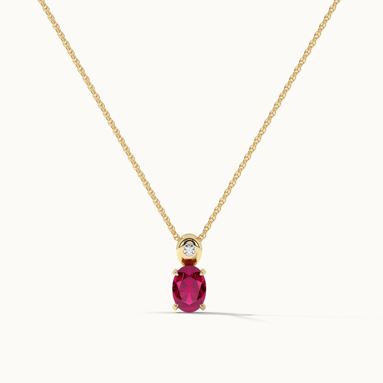 Created Ruby Diamond Necklace, 14K Gold Vermeil, 1/20 ct Lab Grown Diamond-5