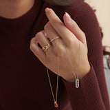 Created Ruby Diamond Necklace, 14K Gold Vermeil, 1/20 ct Lab Grown Diamond-3