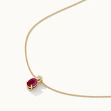 Created Ruby Diamond Necklace, 14K Gold Vermeil, 1/20 ct Lab Grown Diamond-6