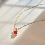 Created Ruby Diamond Necklace, 14K Gold Vermeil, 1/20 ct Lab Grown Diamond-1