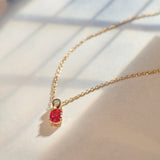 Created Ruby Diamond Necklace, 14K Solid Gold, 1/20 ct Lab Grown Diamond-1