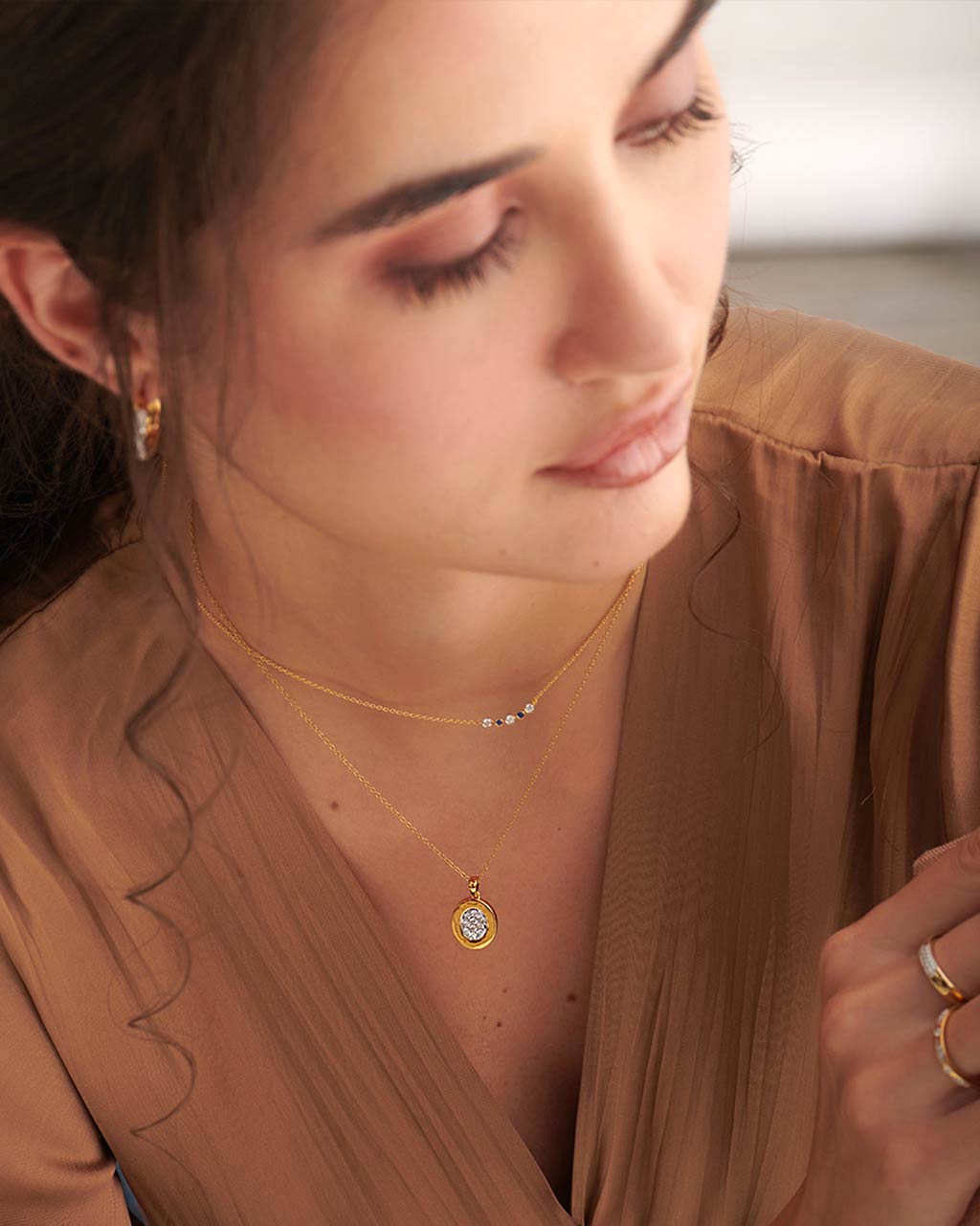 Disc Diamond Necklace, 14K Gold Vermeil, 1/4 ct Lab Grown Diamond-5