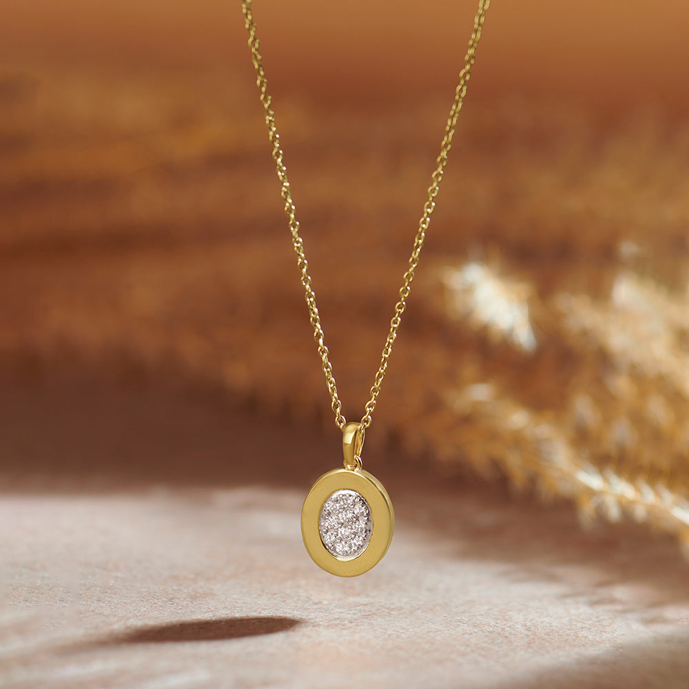 Disc Diamond Necklace, 14K Gold Vermeil, 1/4 ct Lab Grown Diamond-1