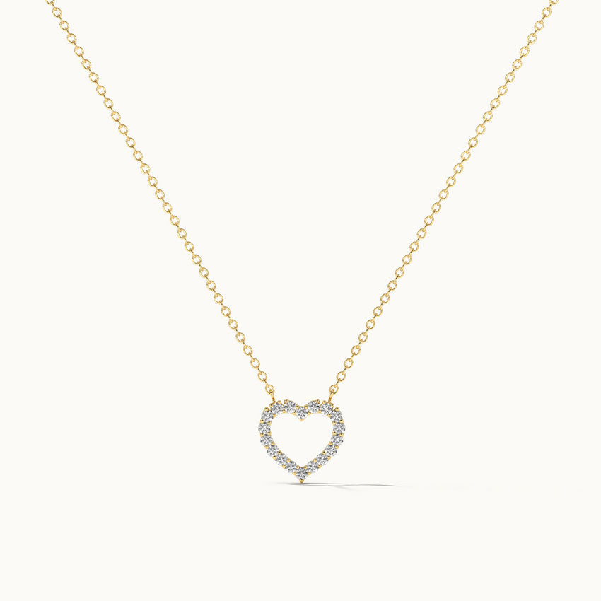 Heart Diamond Necklace, 14K Solid Gold, 1/3 ct Lab Grown Diamond-3