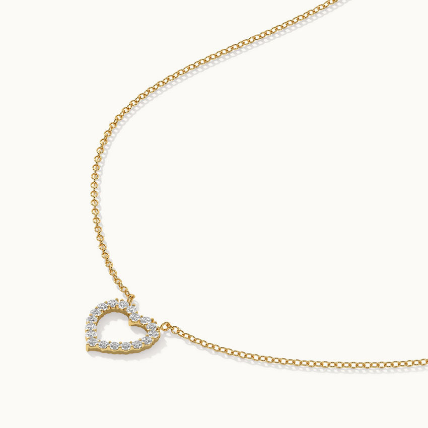Heart Diamond Necklace, 14K Solid Gold, 1/3 ct Lab Grown Diamond-7