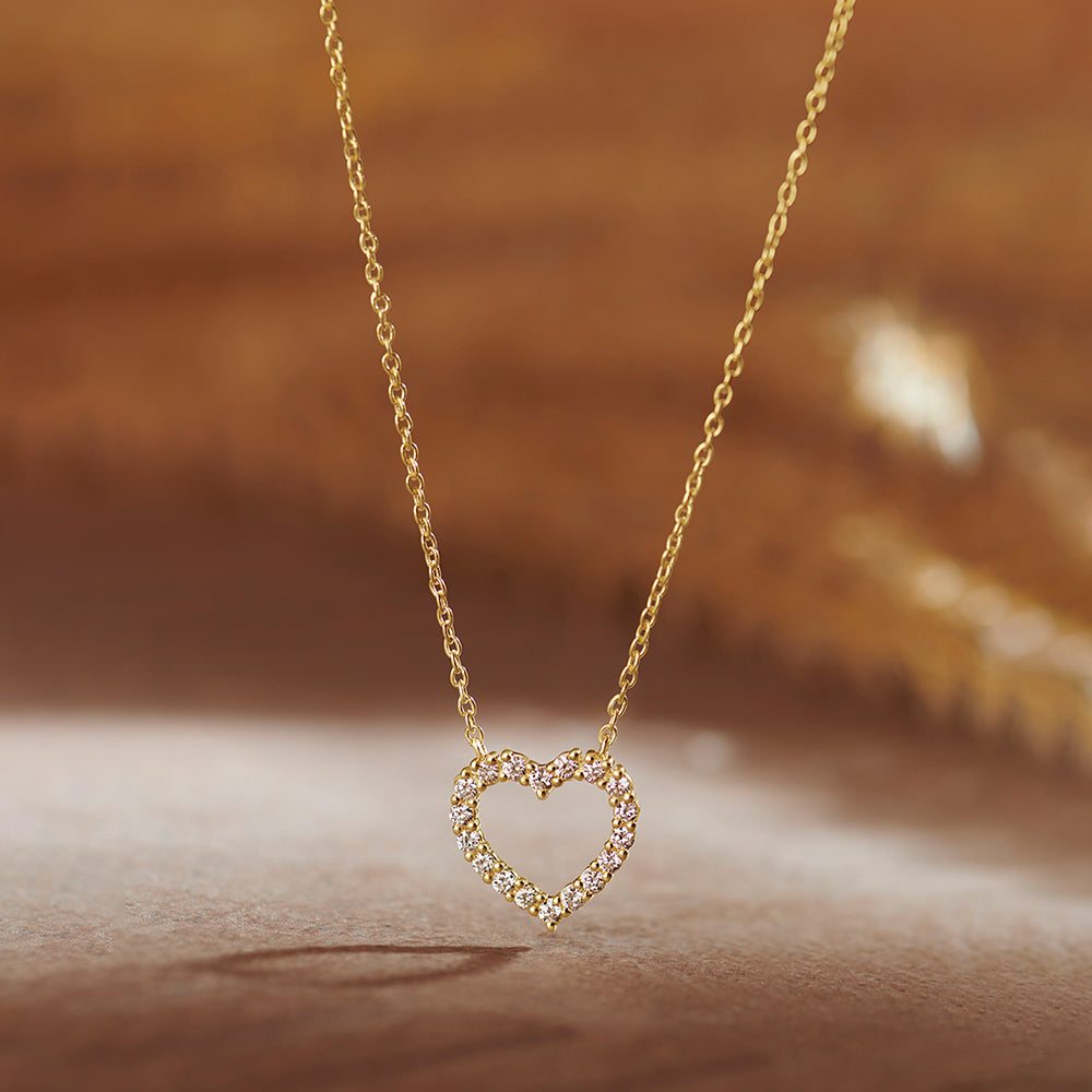 Heart Diamond Necklace, 14K Gold Vermeil, 1/3 ct Lab Grown Diamond-1