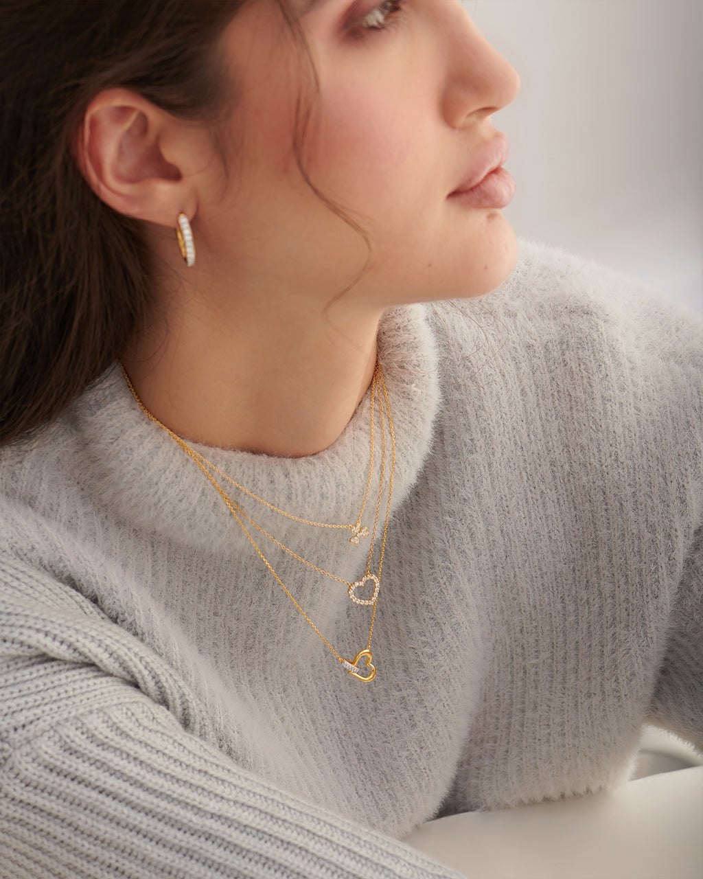 Heart Diamond Necklace, 14K Solid Gold, 1/3 ct Lab Grown Diamond-2