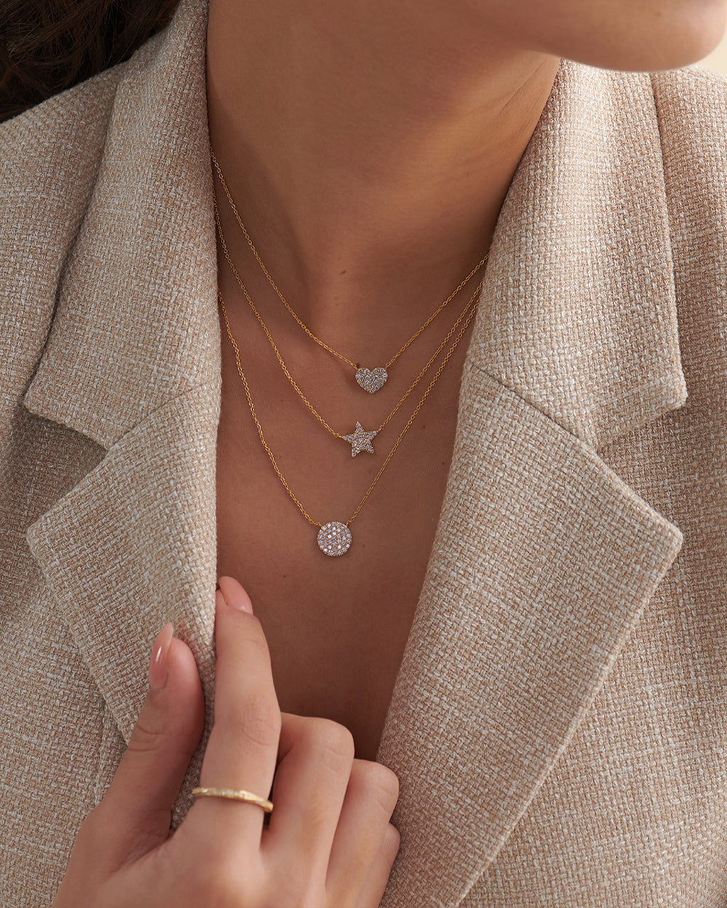 Heart Pave Diamond Necklace, 14K Gold Vermeil, 1/3 ct Lab Grown Diamond-4