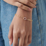 Paperclip Classic Halo Bracelet, 14K Gold Vermeil, 1/8 ct Lab Grown Diamond-2