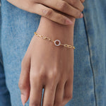Paperclip Classic Halo Bracelet, 14K Gold Vermeil, 1/8 ct Lab Grown Diamond-2