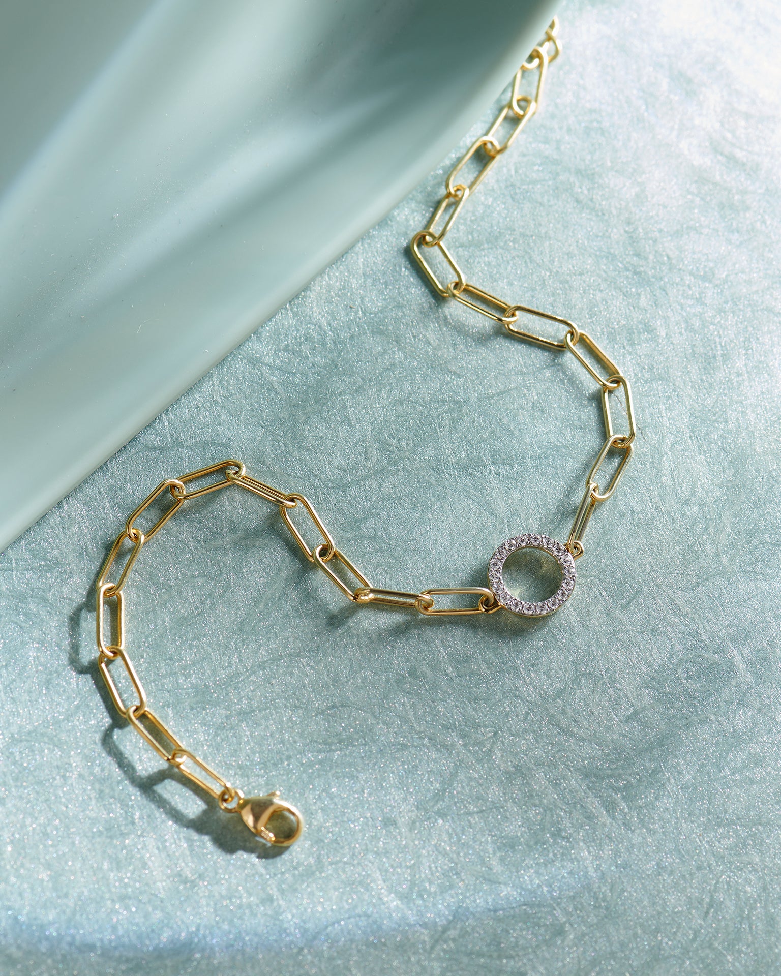 Paperclip Classic Halo Bracelet, 14K Gold Vermeil, 1/8 ct Lab Grown Diamond-6