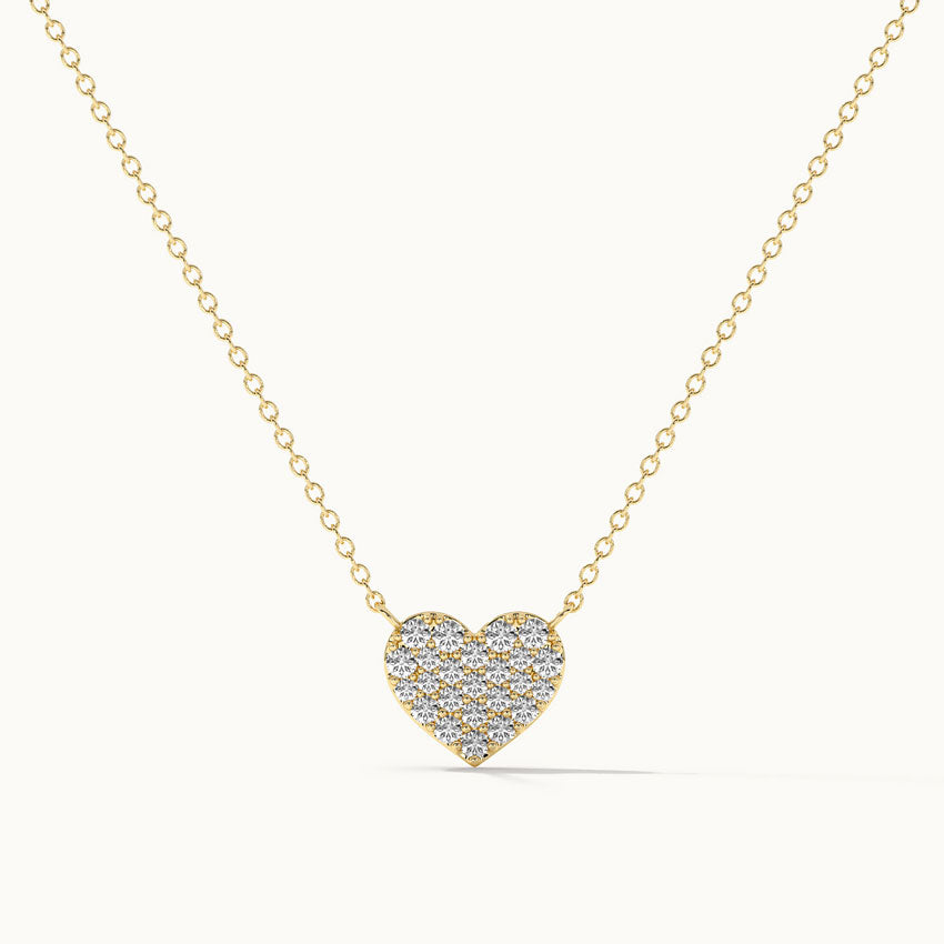 Heart Pave Diamond Necklace, 14K Gold Vermeil, 1/3 ct Lab Grown Diamond-3