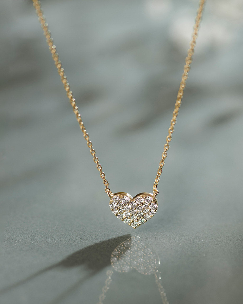 Gold Vermeil Sterling Silver Domed hot Heart Pave Necklace Pendant