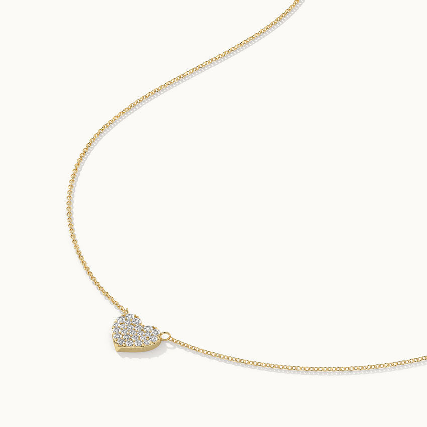 Heart Pave Diamond Necklace, 14K Gold Vermeil, 1/3 ct Lab Grown Diamond-6