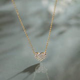 Heart Pave Diamond Necklace, 14K Solid Gold, 1/3 ct Lab Grown Diamond-1