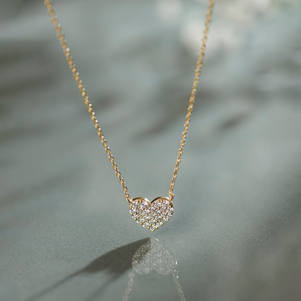 Heart Pave Diamond Necklace, 14K Gold Vermeil, 1/3 ct Lab Grown Diamond-1