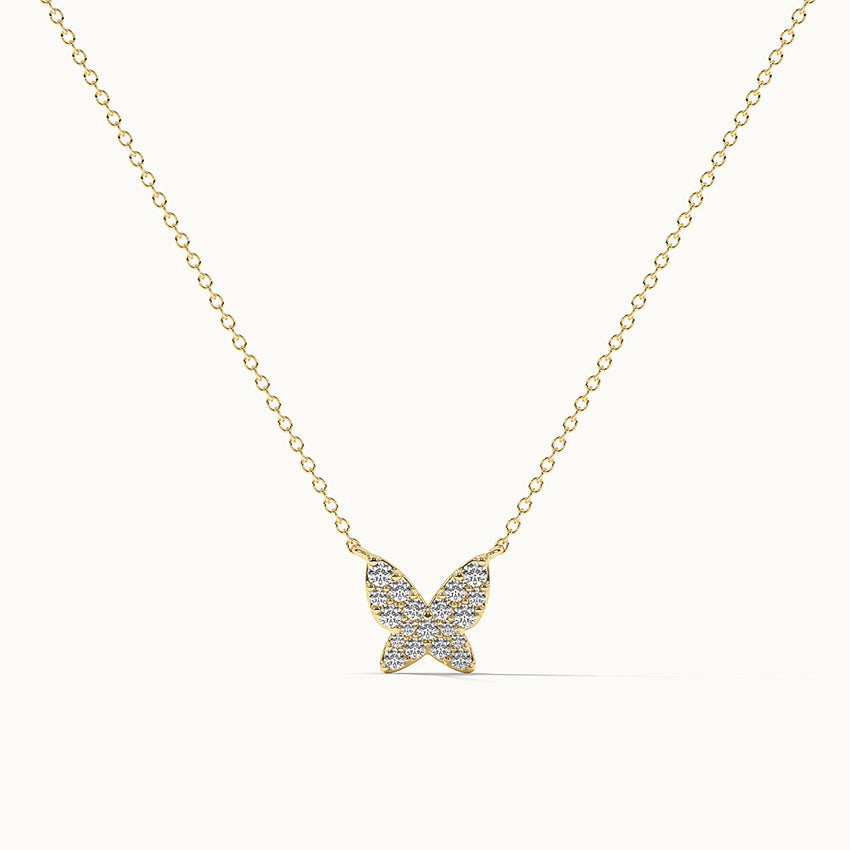 Butterfly Pave Diamond Necklace, 14K Solid Gold, 1/4 ct Lab Grown Diamond-3
