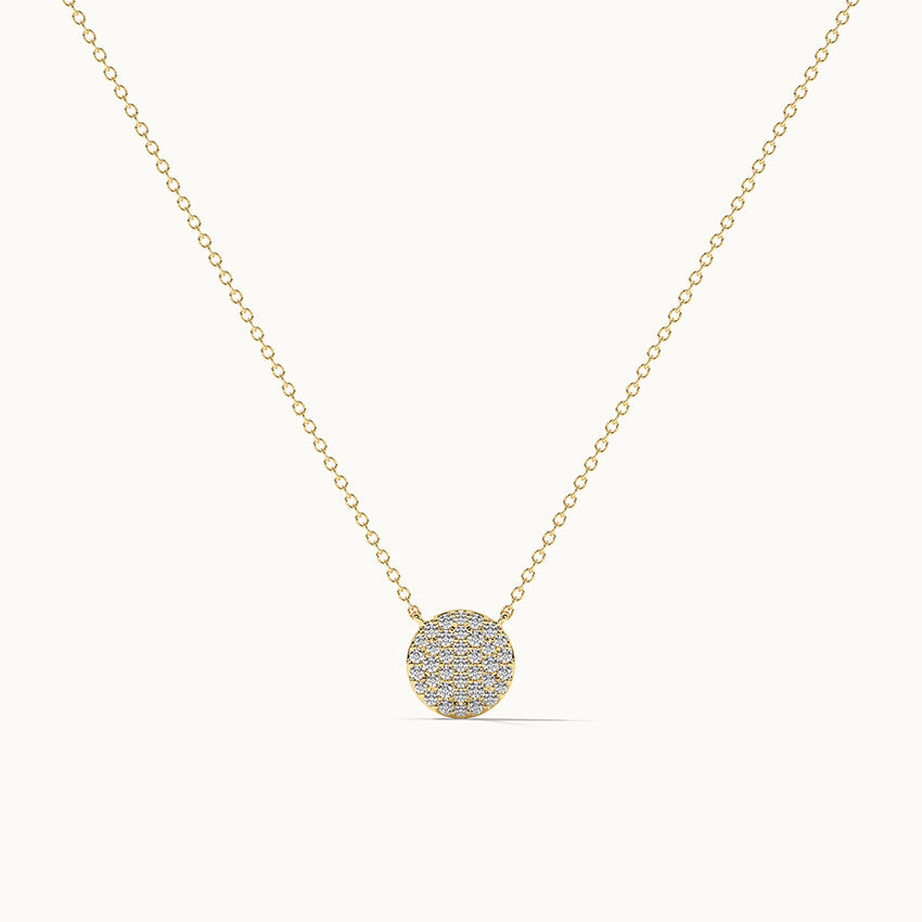 Round Pave Diamond Necklace, 14K Gold Vermeil, 3/8 ct Lab Grown Diamond-3