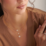 Round Pave Diamond Necklace, 14K Gold Vermeil, 3/8 ct Lab Grown Diamond-2
