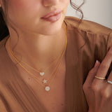 Round Pave Diamond Necklace, 14K Gold Vermeil, 3/8 ct Lab Grown Diamond-2