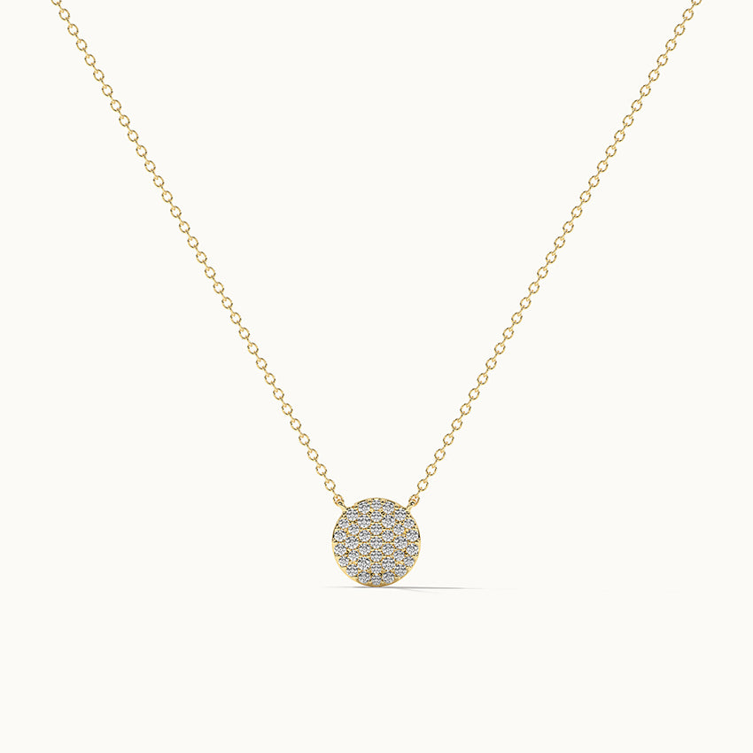 Round Pave Diamond Necklace