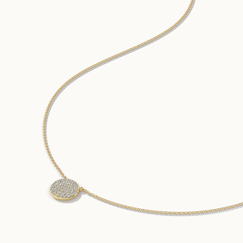 Round Pave Diamond Necklace, 14K Gold Vermeil, 3/8 ct Lab Grown Diamond-7