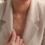 Round Pave Diamond Necklace, 14K Gold Vermeil, 3/8 ct Lab Grown Diamond-5