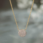 Round Pave Diamond Necklace, 14K Gold Vermeil, 3/8 ct Lab Grown Diamond-6