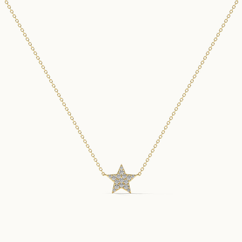 Star Pave Diamond Necklace, 14K Solid Gold, 1/4 ct Lab Grown Diamond-3