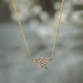 Star Pave Diamond Necklace, 14K Gold Vermeil, 1/4 ct Lab Grown Diamond-1