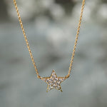 Star Pave Diamond Necklace, 14K Solid Gold, 1/4 ct Lab Grown Diamond-6