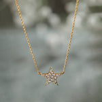 Star Pave Diamond Necklace, 14K Solid Gold, 1/4 ct Lab Grown Diamond-1