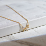 Bow Diamond Necklace, 14K Gold Vermeil, 1/5 ct Lab Grown Diamond-1