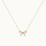 Bow Diamond Necklace, 14K Solid Gold, 1/5 ct Lab Grown Diamond-3