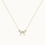 Bow Diamond Necklace, 14K Solid Gold, 1/5 ct Lab Grown Diamond-3