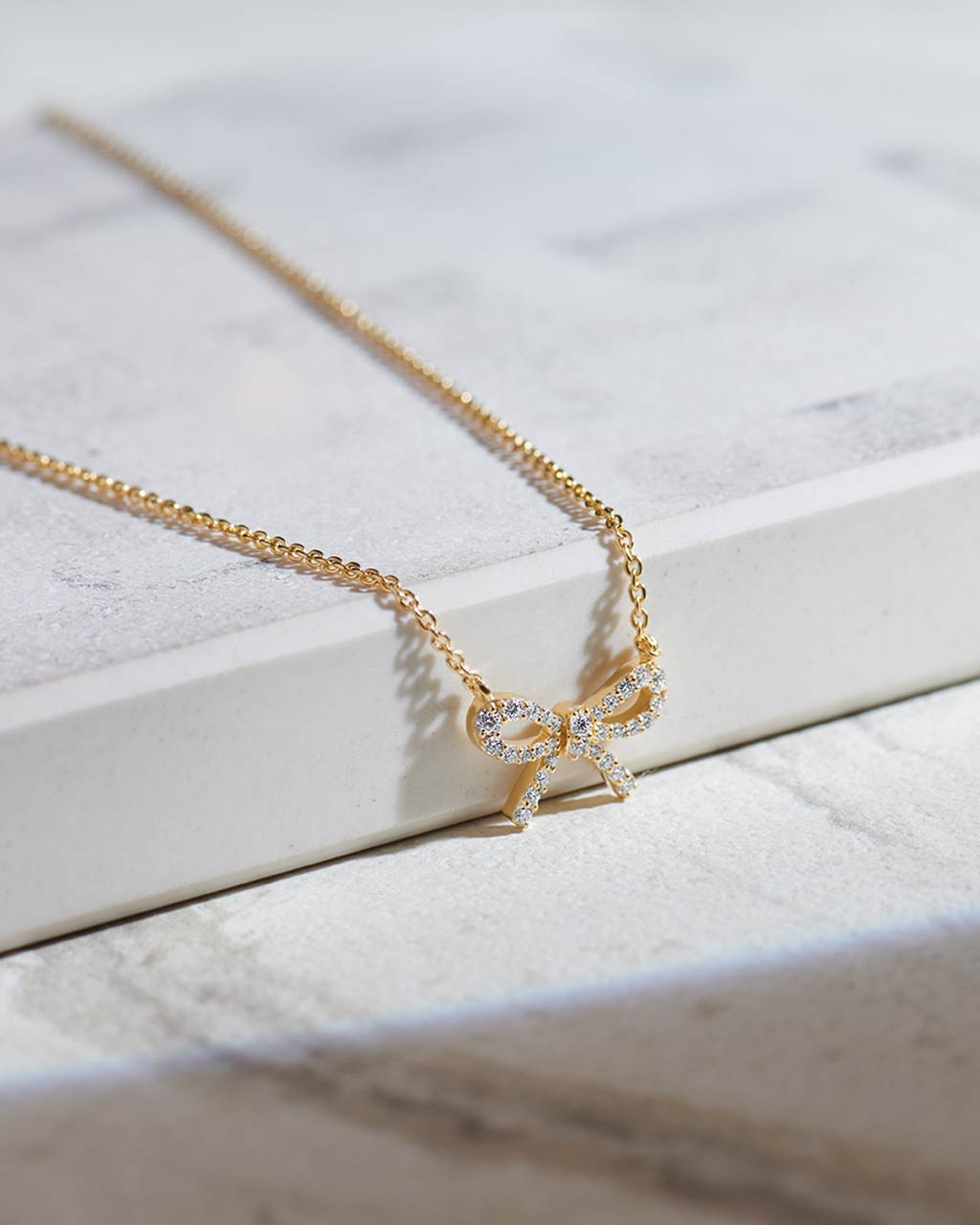 Bow Diamond Necklace, 14K Solid Gold, 1/5 ct Lab Grown Diamond-6