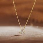 Petal Diamond Necklace, 14K Solid Gold, 1/8 ct Lab Grown Diamond-1