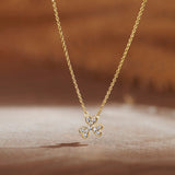 Petal Diamond Necklace, 14K Solid Gold, 1/8 ct Lab Grown Diamond-1