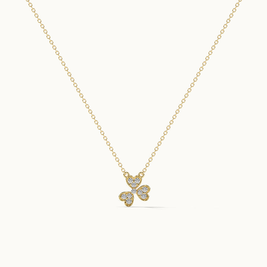 Petal Diamond Necklace, 14K Solid Gold, 1/8 ct Lab Grown Diamond-5
