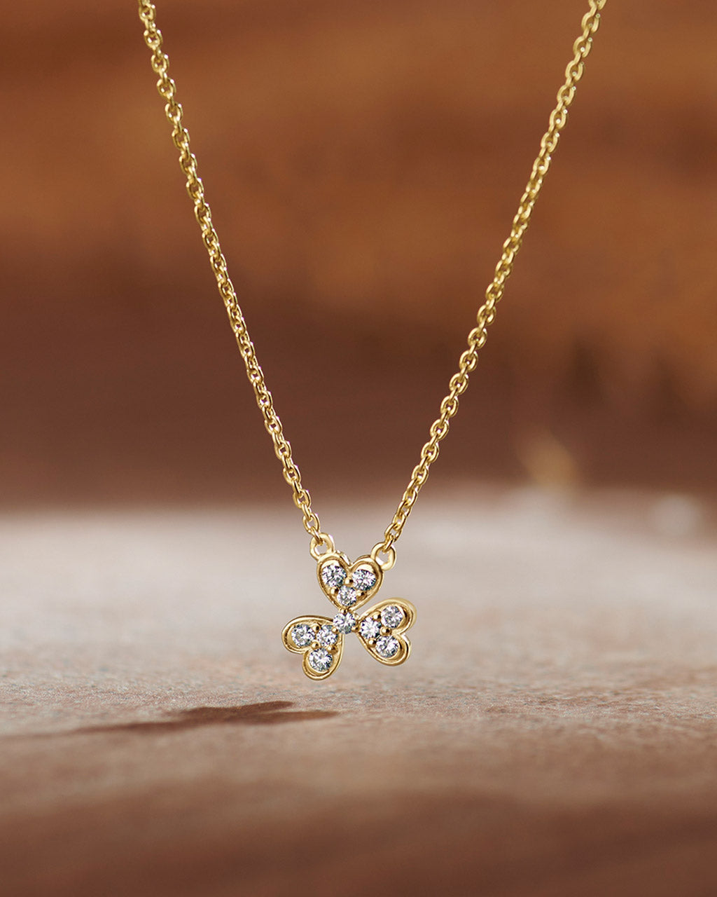 Petal Diamond Necklace, 14K Solid Gold, 1/8 ct Lab Grown Diamond-3