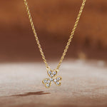 Petal Diamond Necklace, 14K Solid Gold, 1/8 ct Lab Grown Diamond-3