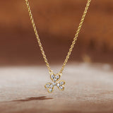 Petal Diamond Necklace, 14K Solid Gold, 1/8 ct Lab Grown Diamond-3