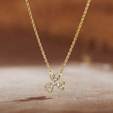 Petal Diamond Necklace, 14K Gold Vermeil, 1/8 ct Lab Grown Diamond-3