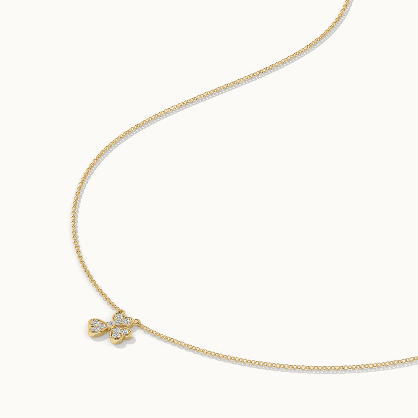 Petal Diamond Necklace, 14K Solid Gold, 1/8 ct Lab Grown Diamond-6
