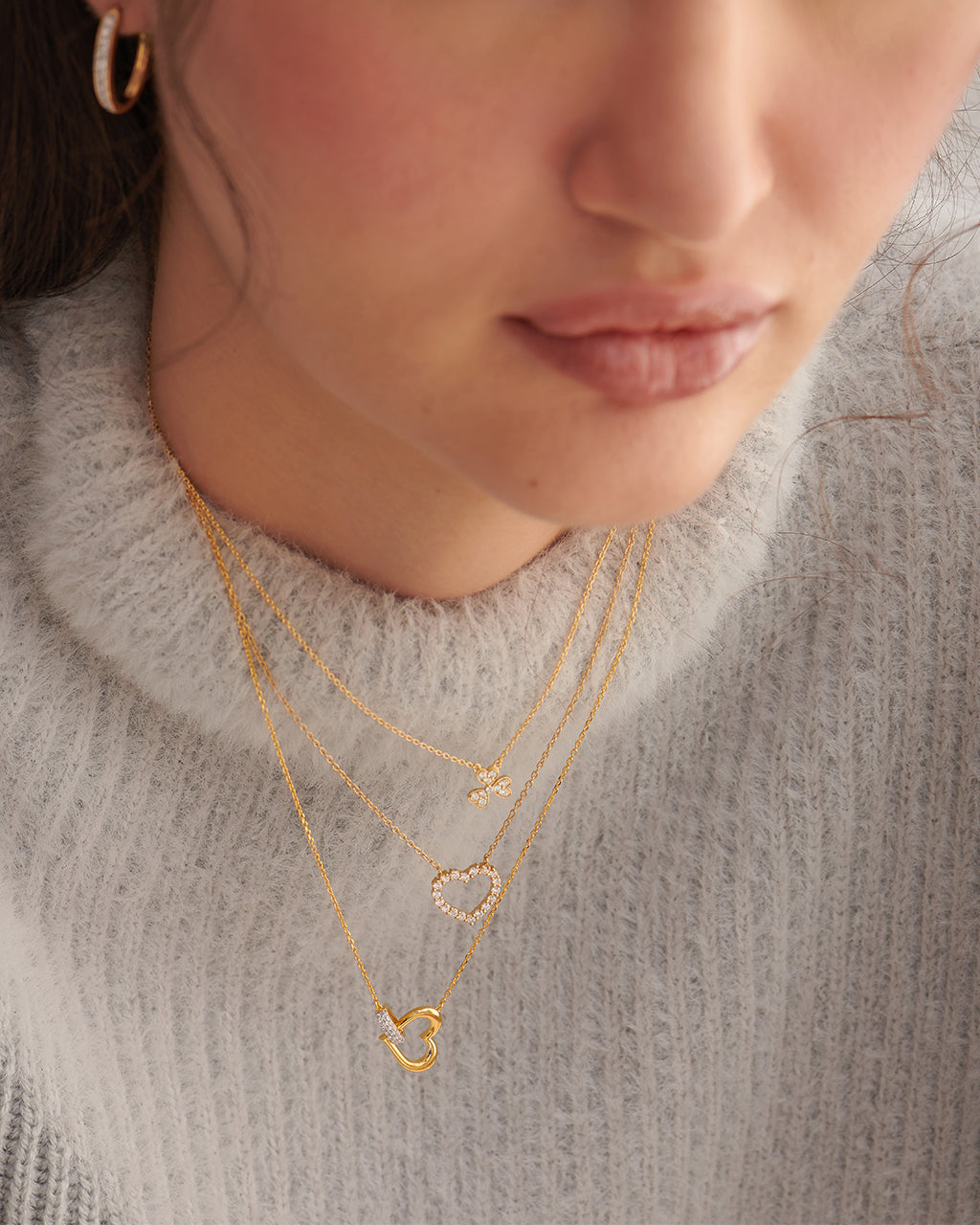 Petal Diamond Necklace, 14K Solid Gold, 1/8 ct Lab Grown Diamond-2