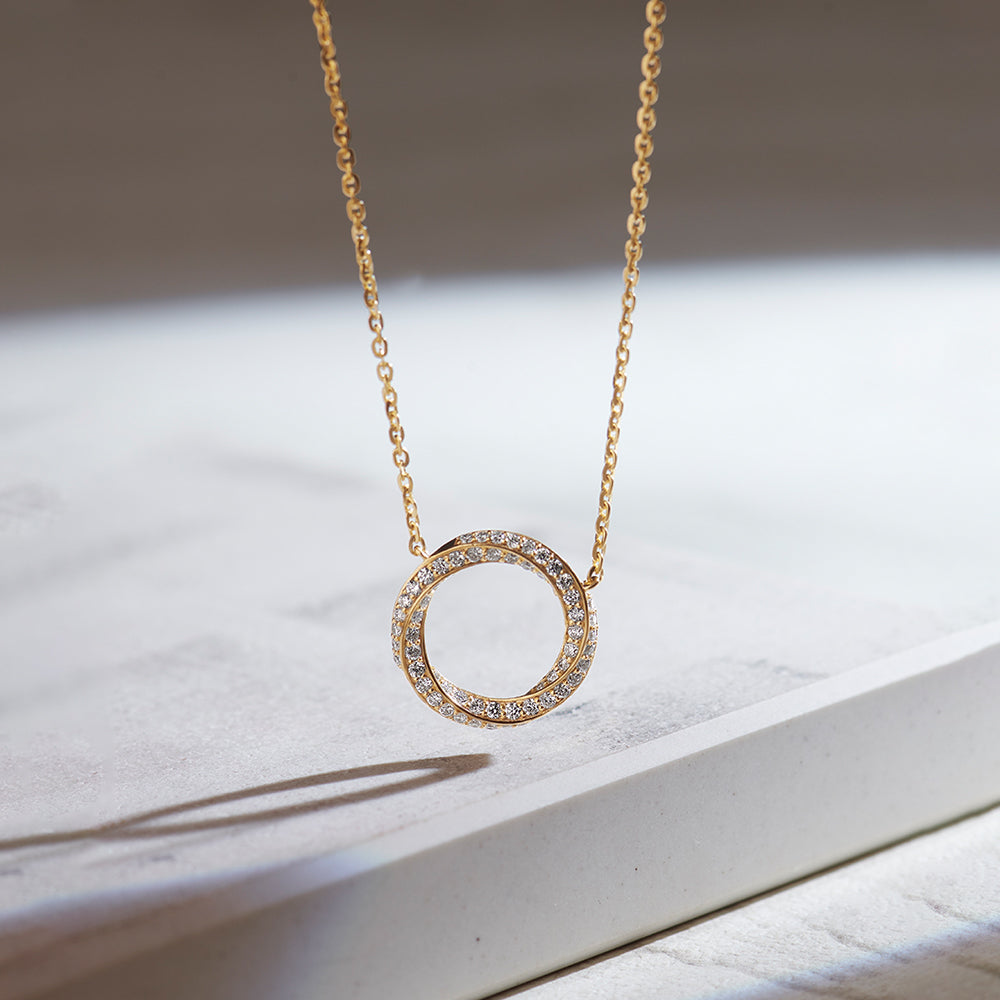Twisted Diamond Necklace, 14K Solid Gold, 1/2 ct Lab Grown Diamond-1