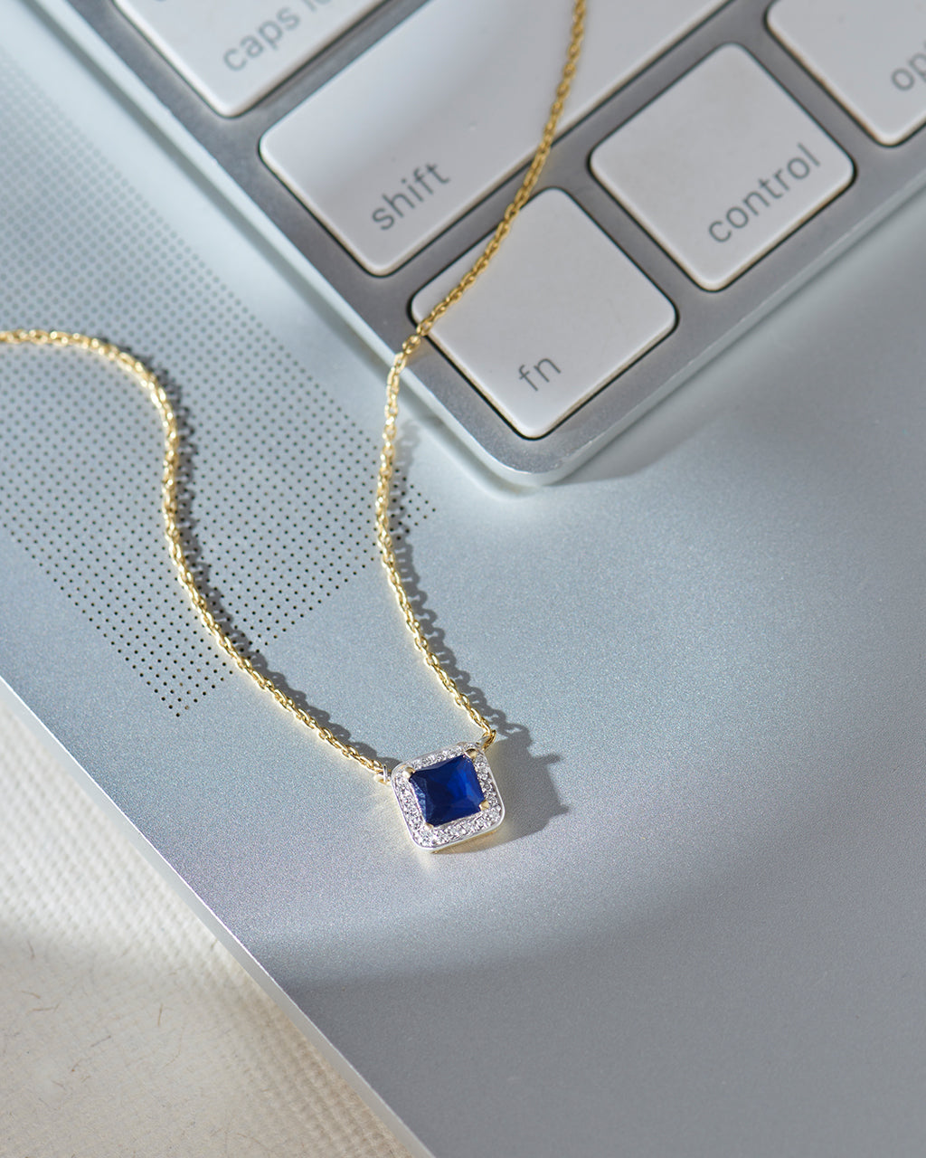 Geometric Diamond Necklace, 14K Gold Vermeil, 1/10 ct Lab Grown Diamond-4
