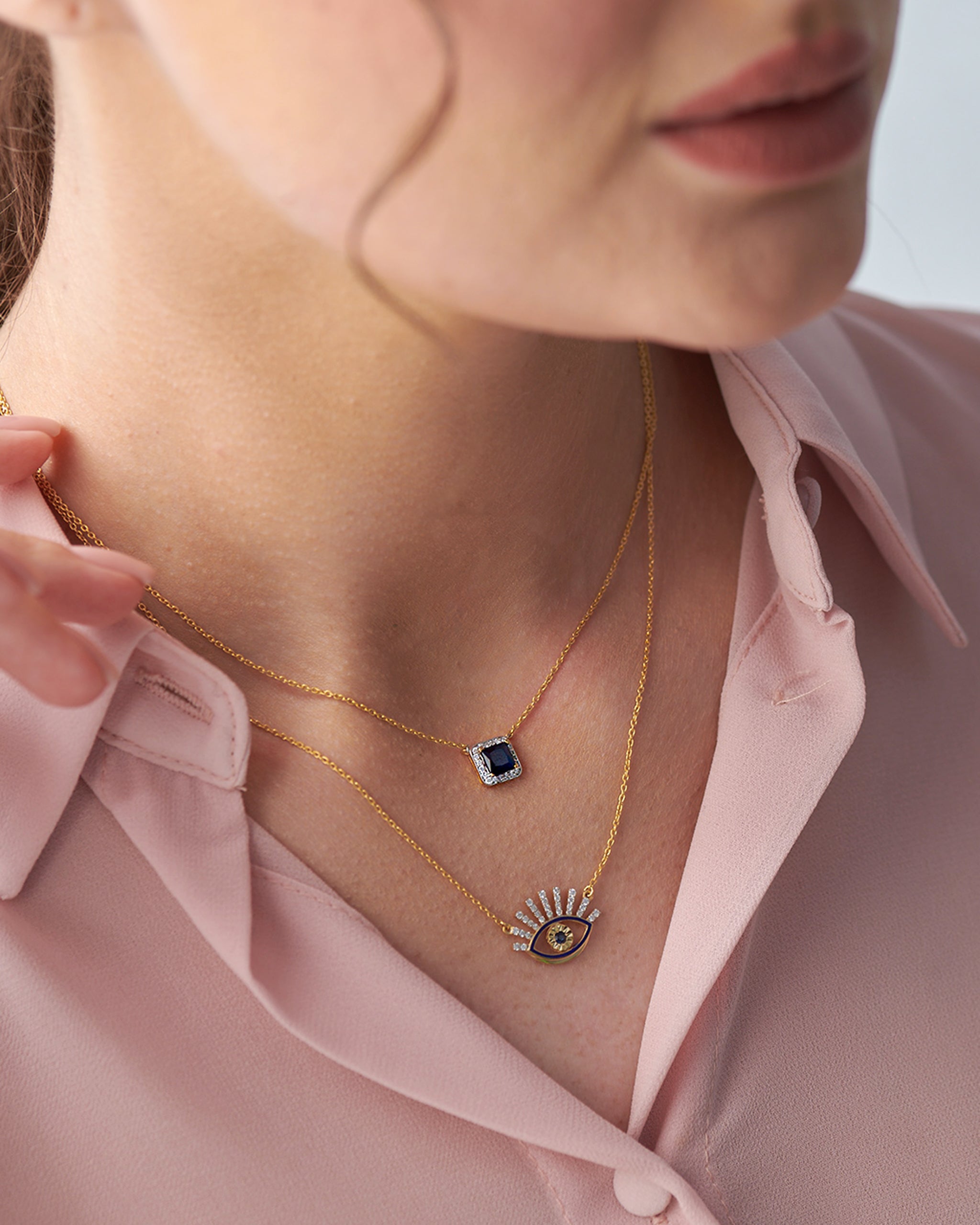 Geometric Diamond Necklace, 14K Gold Vermeil, 1/10 ct Lab Grown Diamond-2