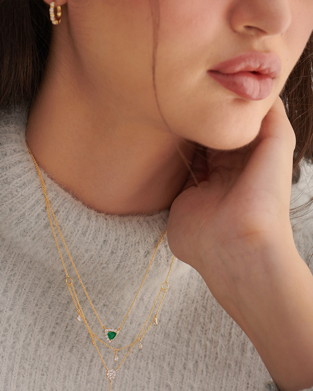 Trillion Diamond Necklace, 14K Gold Vermeil, 1/4 ct Lab Grown Diamond-2