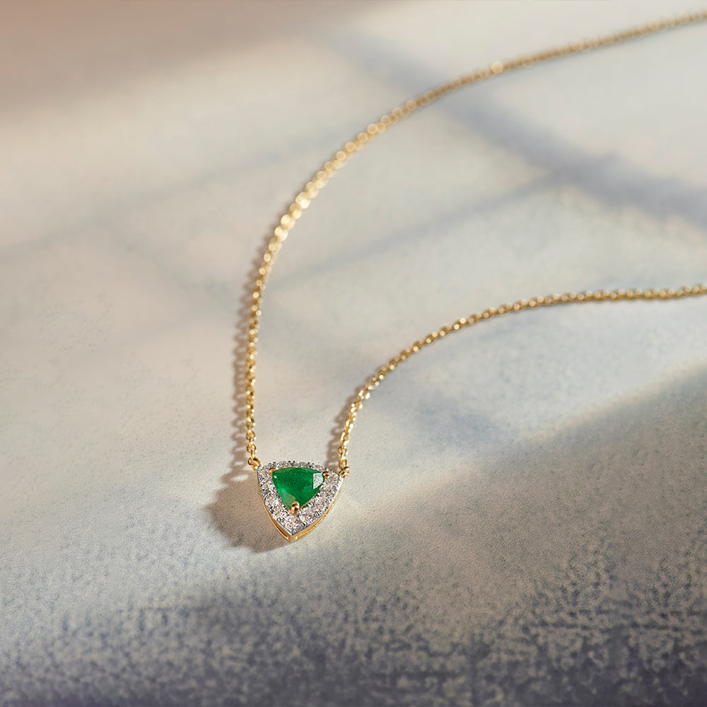 Trillion Diamond Necklace, 14K Gold Vermeil, 1/4 ct Lab Grown Diamond-1